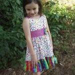 Girls Ruffled Dress Size 4 With Bows, Spring ,..