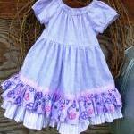Girls Dress With Ruffles And Sash. Size 4 Super..