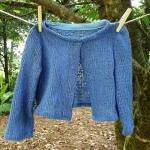 Girls Blue Knit Sweater/shrug Size 4, Ooak