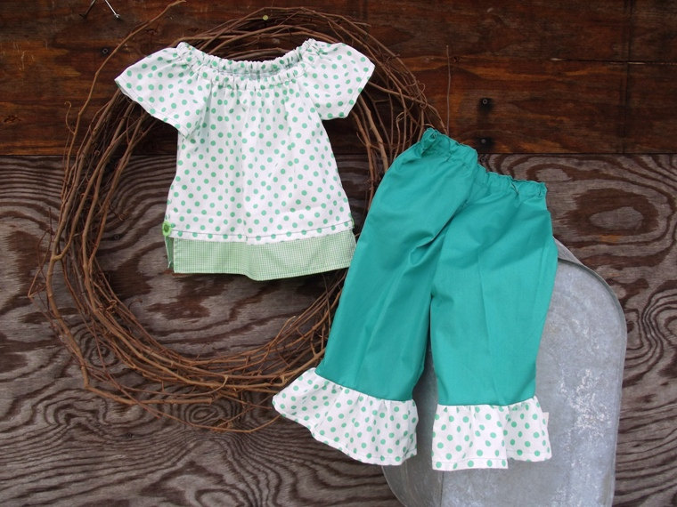 Girls Dress Top And Ruffled Pants , Size 2 In Green (3,)
