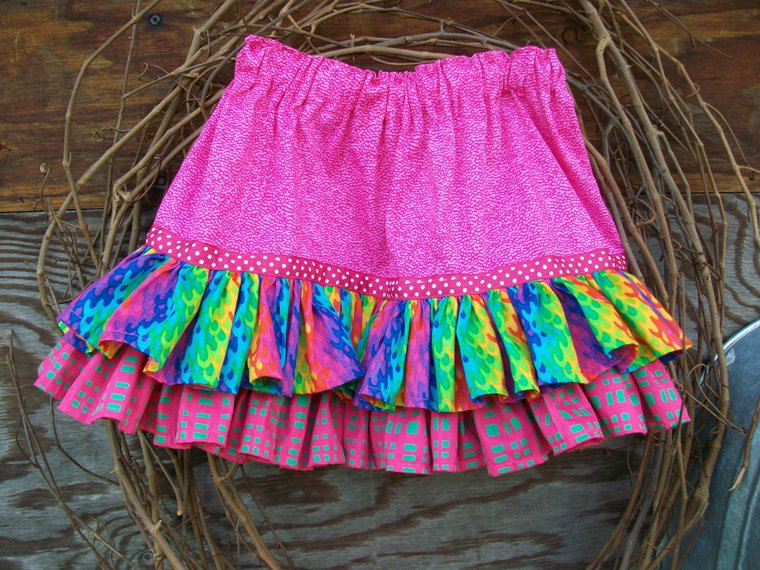 Girls Ruffled Twirl Skirt With Elastic Waist, Ruffles And Ribbon Trim,size 3 (2, 4)